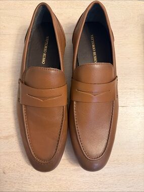 Vittorio Russo Brown Leather Classic Penny Loafers
